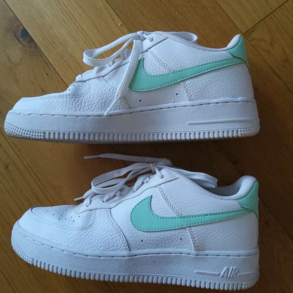 Nike Air Force 1 White and Mint Sneakers